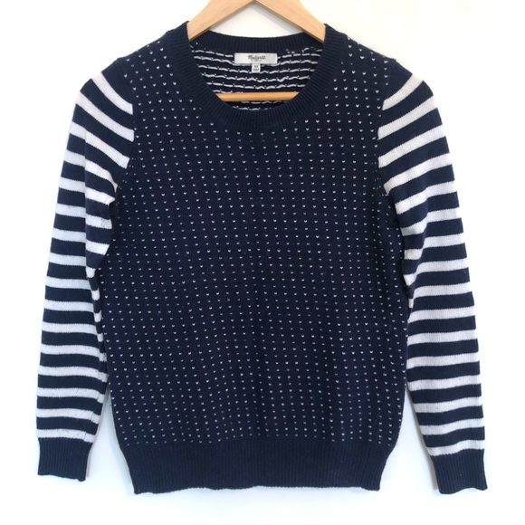 Madewell Navy and White Patterned Sweater - Picture 1 of 4